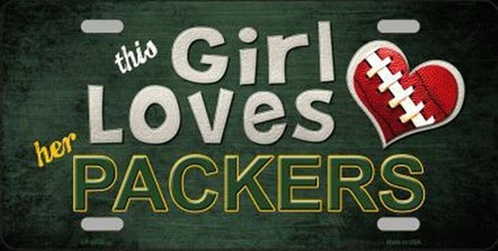 NFL License Plate Packers This Girl Loves Her Green Bay Metal Auto Sign New